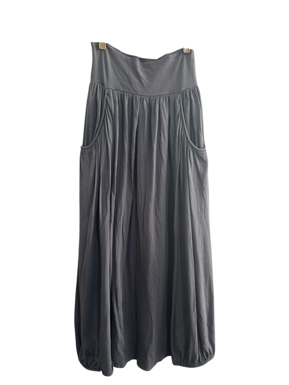 Garnet Hill Favorite Maxi Skirt Womens medium gray lined flowy Lagenlook